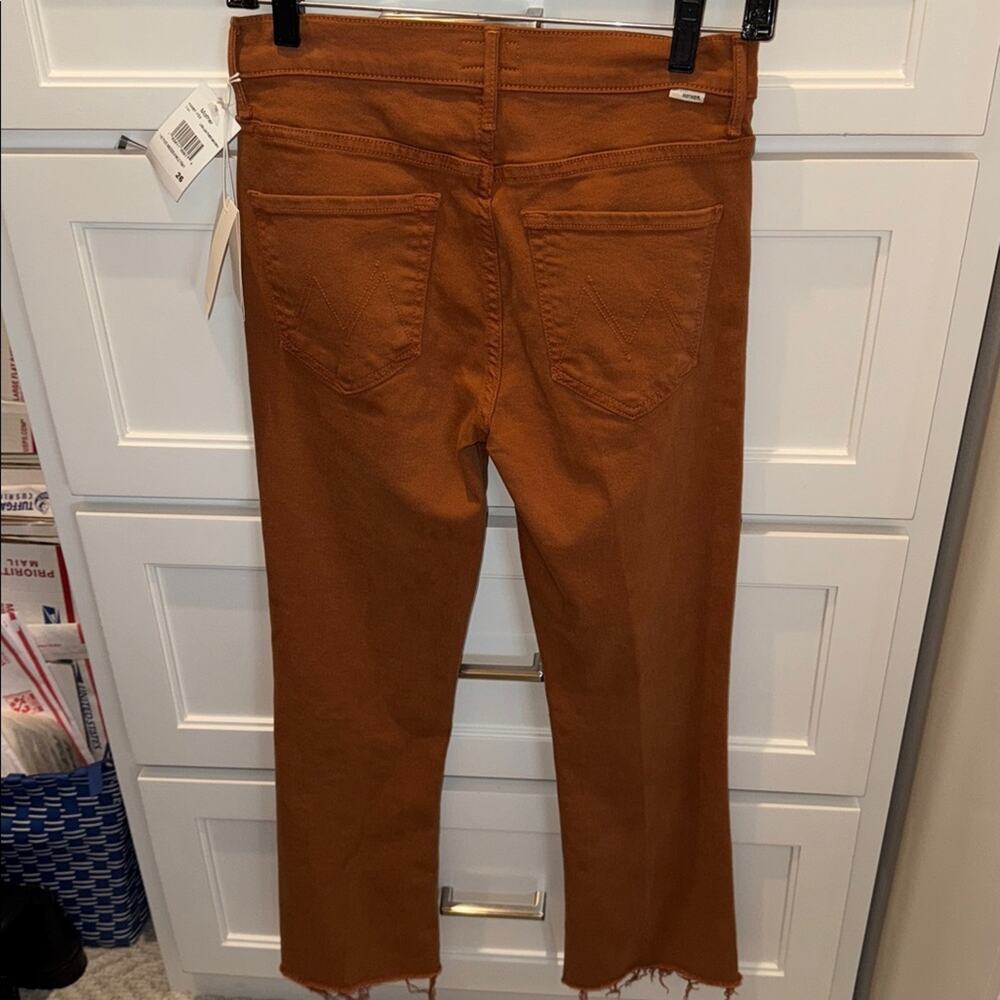 Mother The Pixie Insider Ankle Fray Button Fly Wash Leather Brown Play Date 26 - Picture 7 of 10